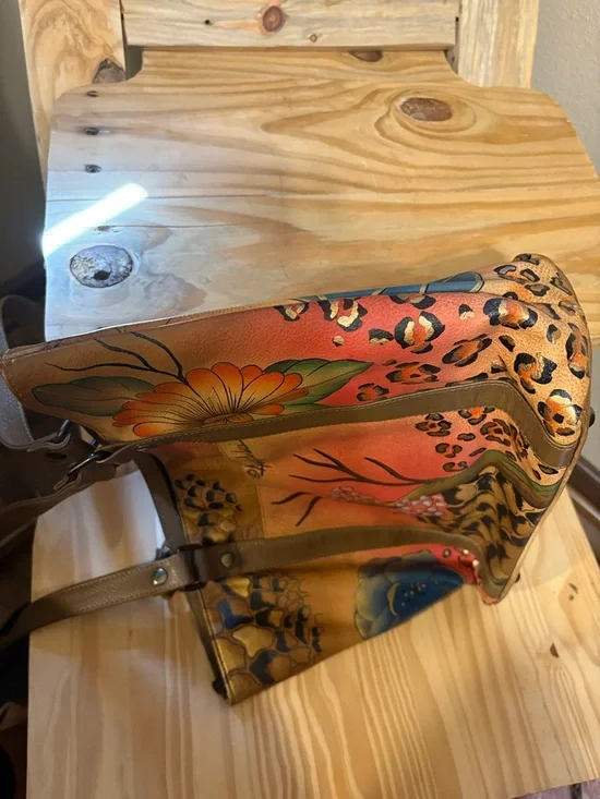 Anuschka Hand-Painted Floral Leather Tote Bag in Multicolor EUC - Picture 10 of 10